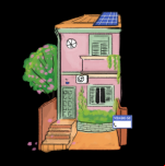 Ilustração de uma casa a venda