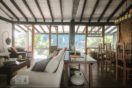Sala de casa de condomínio para alugar com 4 quartos, 450m² em Joá, Rio de Janeiro