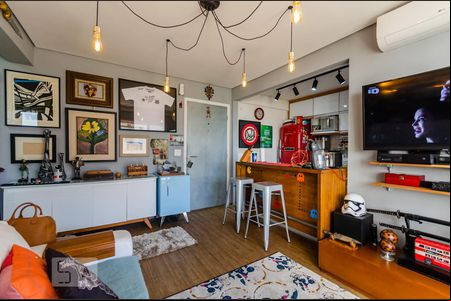 Sala de apartamento para alugar com 1 quarto, 70m² em Boqueirão, Santos