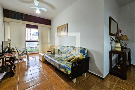 Sala de apartamento para alugar com 1 quarto, 60m² em Jardim Tres Marias, Guarujá