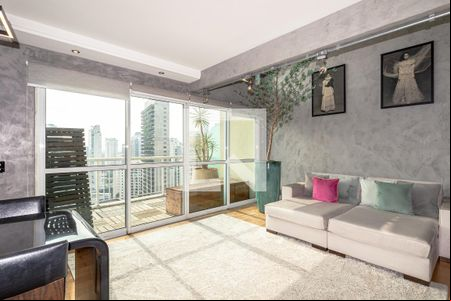 Sala de apartamento para alugar com 1 quarto, 113m² em Moema, São Paulo